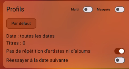Choix des profils dans le générateur
