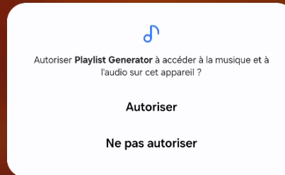 Autorisation demandée par Playlist Generator