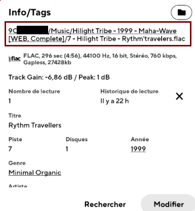 Repérer le chemin du fichier dans Info/Tags
