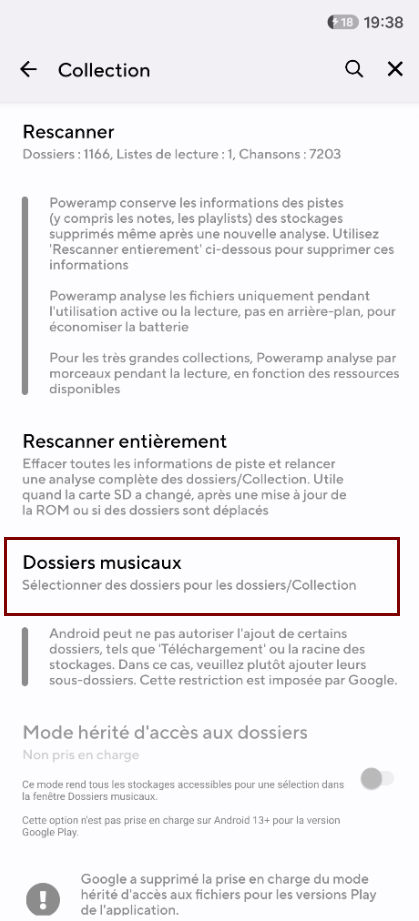 Dossiers musicaux Poweramp