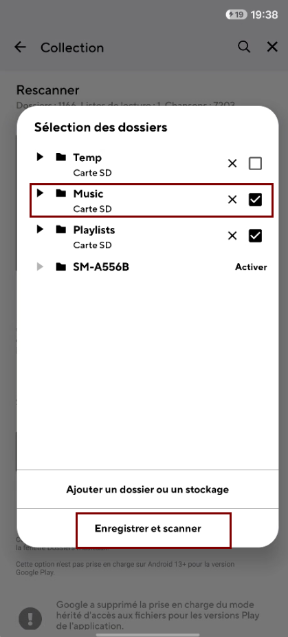 Sélection des dossiers musicaux Poweramp