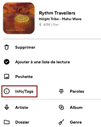 Ouvrir les informations du morceau dans Poweramp