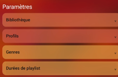 Menu Profils replié