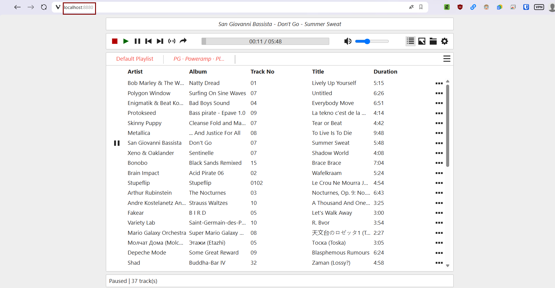 Interface Web de Beefweb