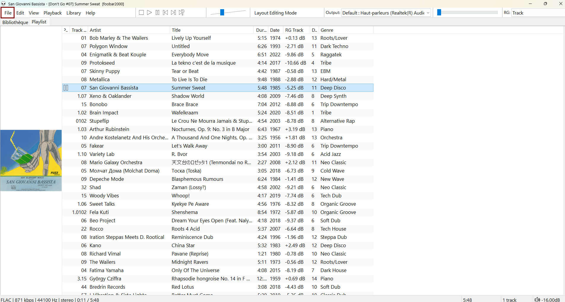 Menu File de foobar2000