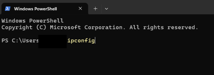 Saisir la commande ipconfig