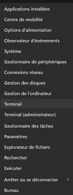 Ouvrir le Terminal Windows
